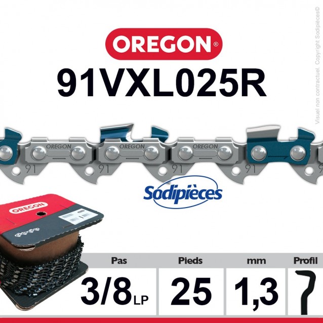 Chaîne 91VXL025R OREGON. 3/8". 1,3mm. 25 pieds