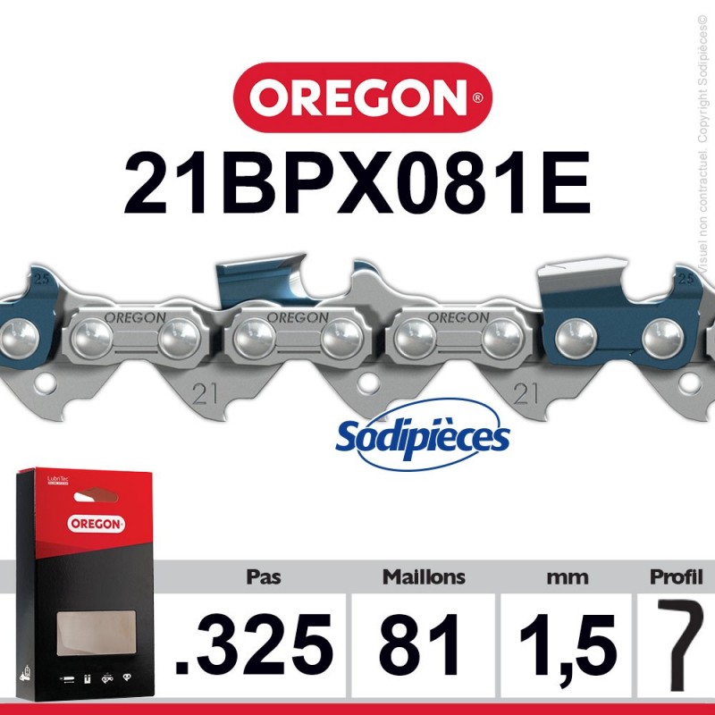 Chaîne Oregon 21BPX081E. 0.325. 1,5 mm. 81 maillons.