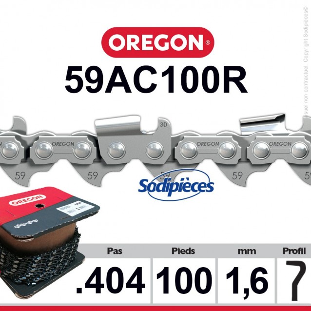 Chaîne 59AC100R OREGON . 404". 1,6mm. 100 pieds Chaîne 59AC100R OREGON . 404". 1,6mm. 100 pieds