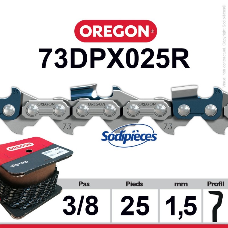 Chaîne 73DPX025R OREGON S-70. 3/8". 1,5mm. 25 pieds