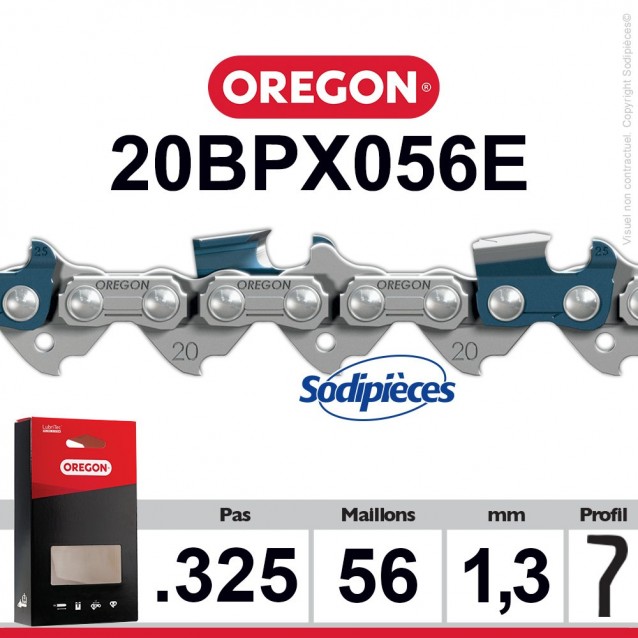 Chaîne 20BPX056E OREGON .325". 1,3 mm. 56 maillons