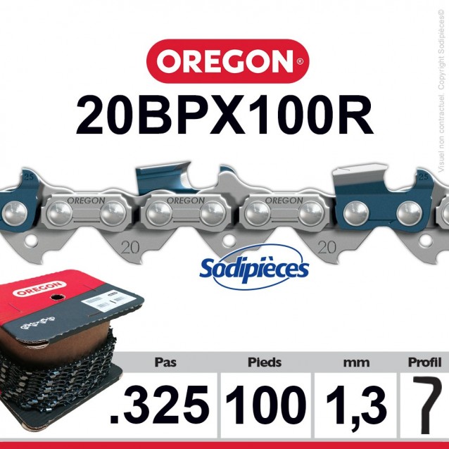 Chaîne 20BPX100R OREGON .325". 1,3 mm. 100 pieds