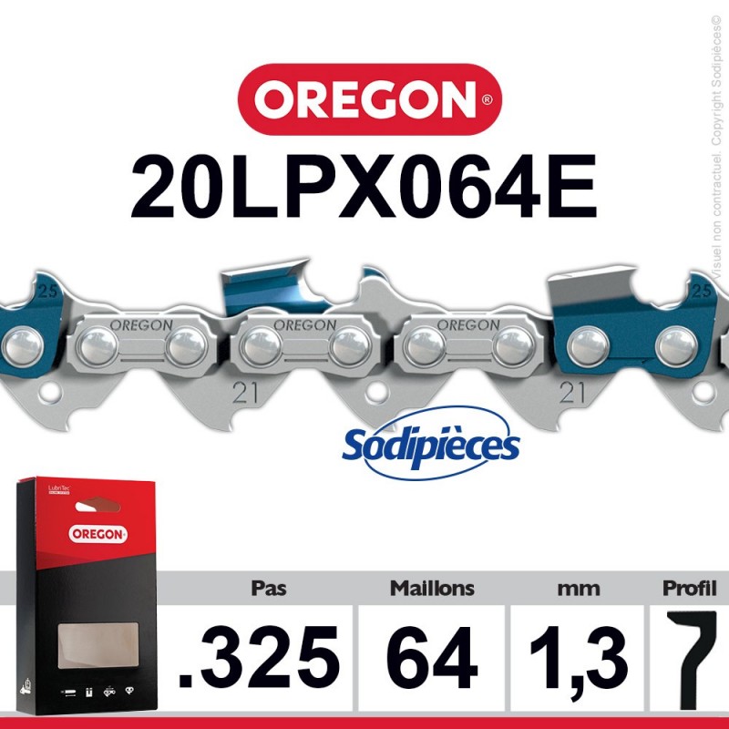Chaîne 20LPX064E OREGON Super 20 .325". 1,3mm. 64 maillons