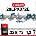 Chaîne 20LPX072E OREGON  .325". 1,3mm. 72 maillons