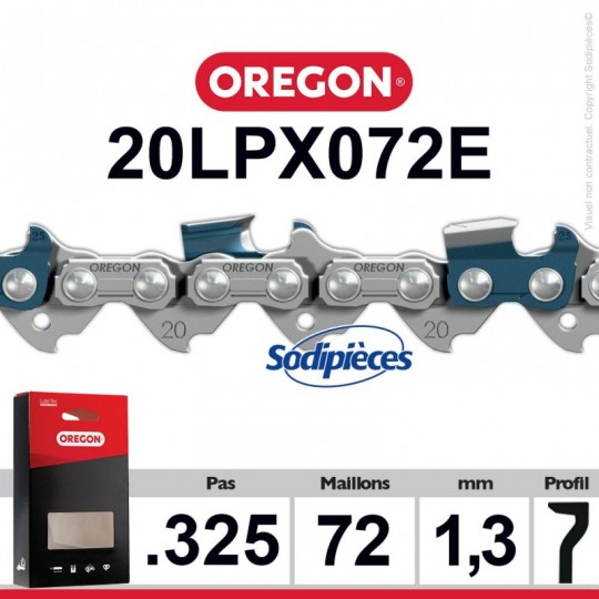 Chaîne 20LPX072E OREGON Super 20 .325". 1,3mm. 72 maillons