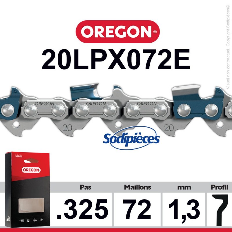 Chaîne 20LPX072E OREGON Super 20 .325". 1,3mm. 72 maillons