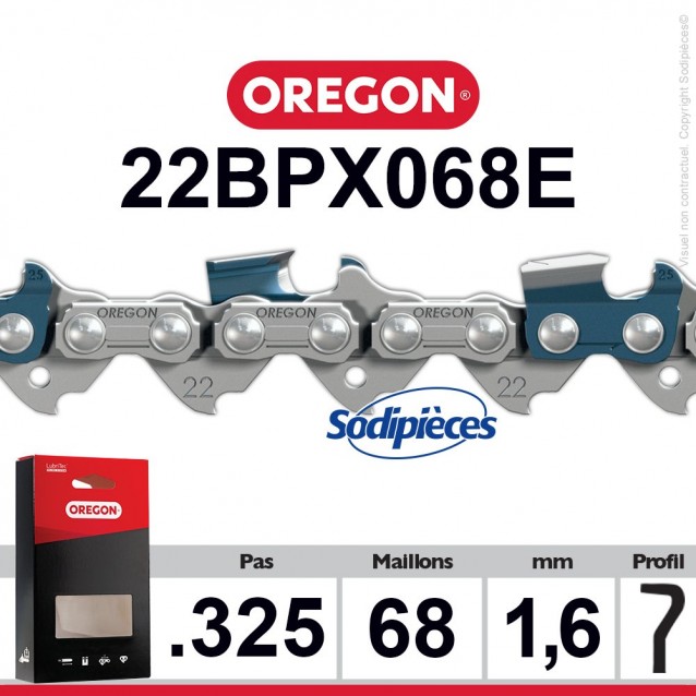 Chaîne 22BPX068E OREGON. 325". 1,6mm. 68 maillons Chaîne 22BPX068E OREGON. 325". 1,6mm. 68 maillons