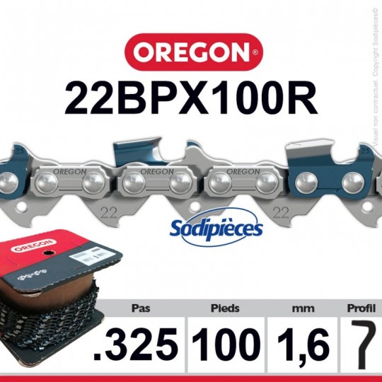 Chaîne 22BPX100R OREGON. 325". 1,6mm. 100 pieds