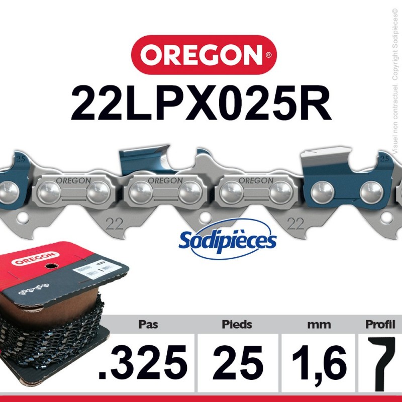 Chaîne 22LPX025R OREGON Super 20. 325". 1,6mm. 25 pieds