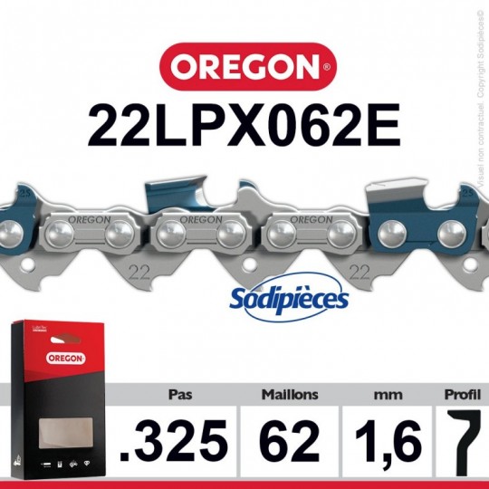 Chaîne 22LPX062E OREGON Super 20. 325". 1,6mm. 62 maillons