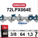 Chaîne 72LPX064E OREGON . 3/8". 1,3mm. 64 maillons