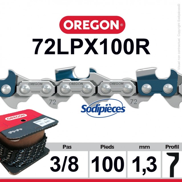 Chaîne 72LPX100R OREGON Super 70. 3/8". 1,3mm. 100 pieds