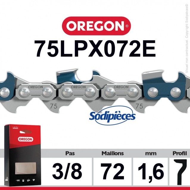 Chaîne 75LPX072E OREGON Super 70. 3/8". 1,6mm. 72 maillons