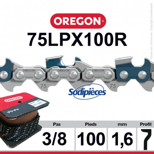 Chaîne 75LPX100R OREGON Super 70. 3/8". 1,6mm. 100 pieds