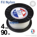 Fil débroussailleuse nylon rond. 4 mm x 90 m. Bobine. Blanc