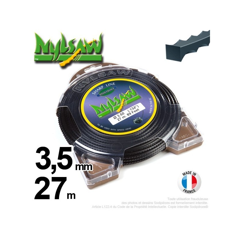 Fil débroussailleuse nylsaw ®. Coque 3,5 mm x 27 m