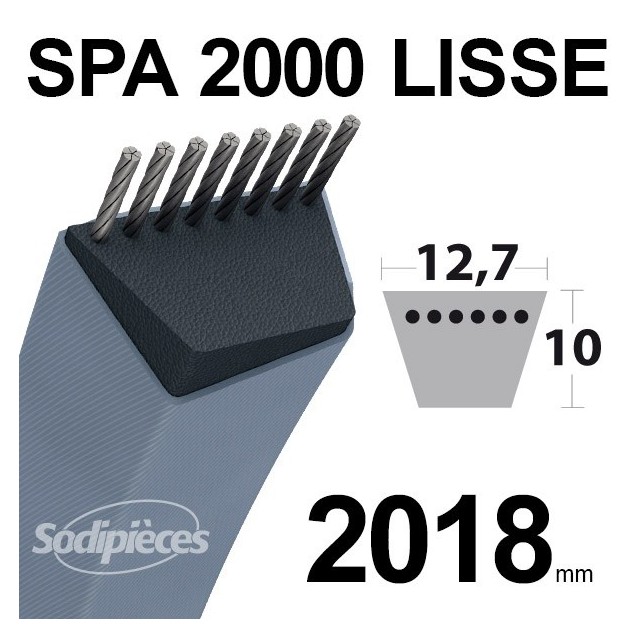 Courroie tondeuse SPA2000 Trapézoïdale 12,7 mm x 2018 mm. Courroie tondeuse SPA2000 Trapézoïdale 12,7 mm x 2018 mm.