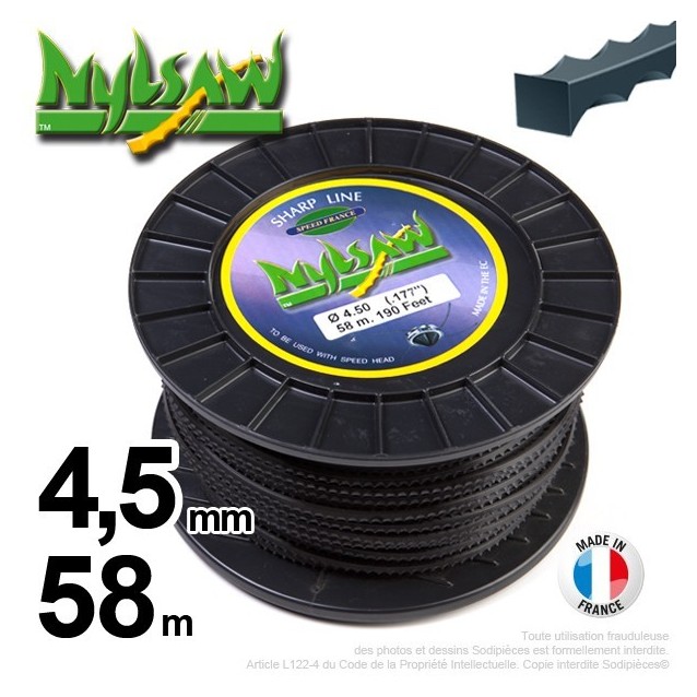 Fil débroussailleuse nylsaw ®. Bobine 4,5 mm x 58 m