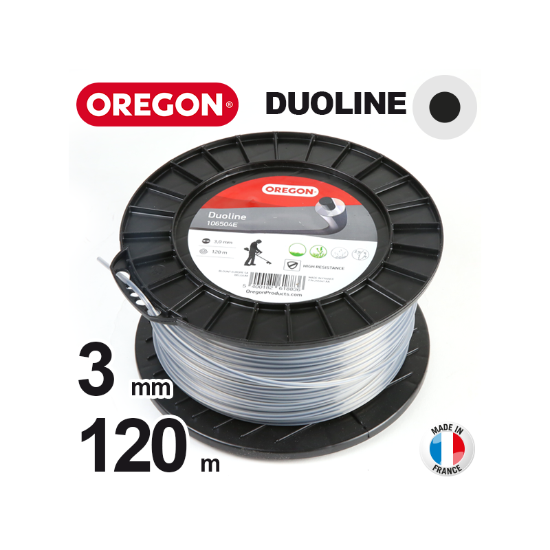  Fil Orégon Duoline rond. 3 mm x 120 m pour débroussailleuse