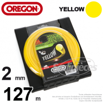 Fil Orégon Yellow rond jaune. 2 mm x 130 m pour débroussailleuse