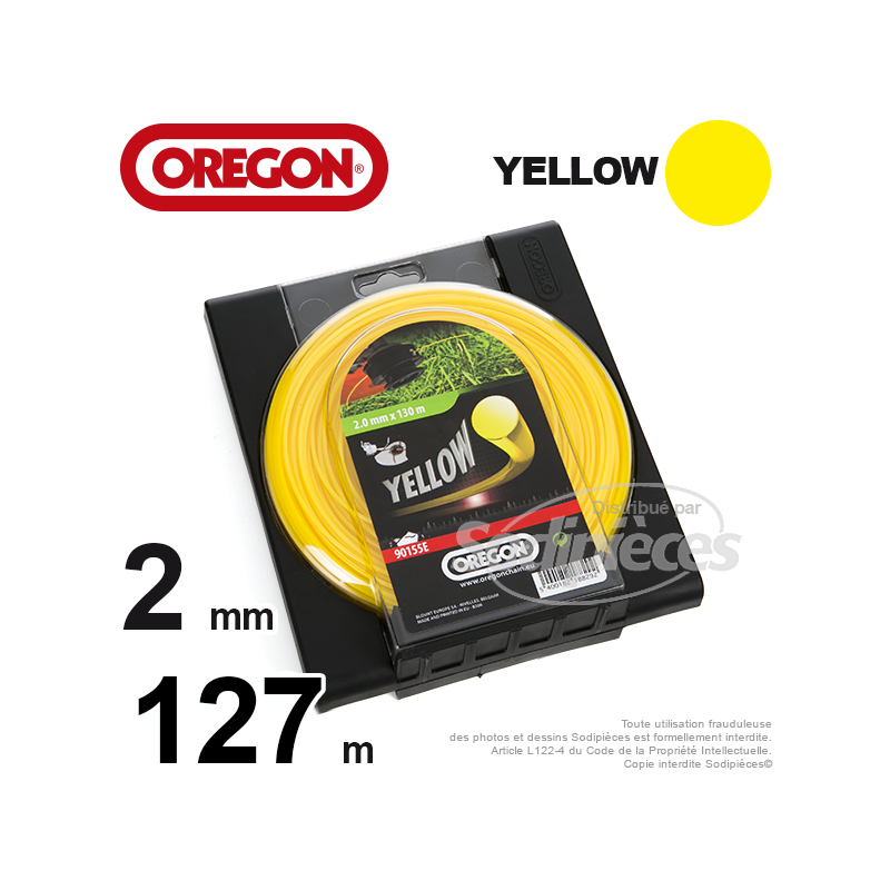 Fil Orégon Yellow rond jaune. 2 mm x 130 m pour débroussailleuse