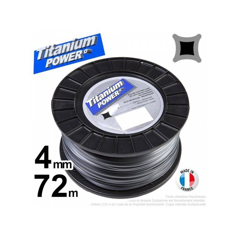Fil débroussailleuse Titanium ®. Carré. Bobine : 2.5 mm x 191 m