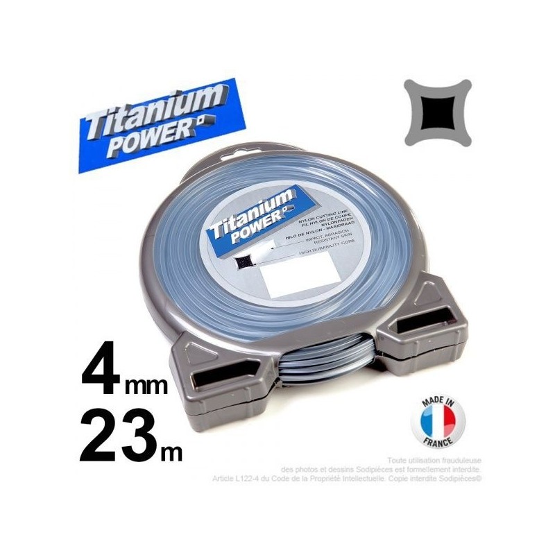 Fil débroussailleuse Titanium ®. Carré. Coque : 3.5 mm x 16 m
