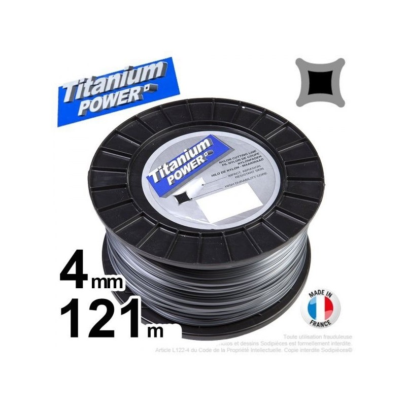 Fil débroussailleuse Titanium ®. Carré. Bobine : 2.5 mm x 191 m