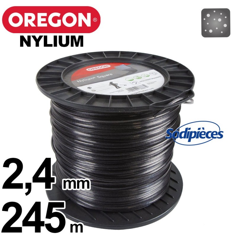 Fil Orégon Nylium carré. 2,4 mm x 245 m pour débroussailleuse