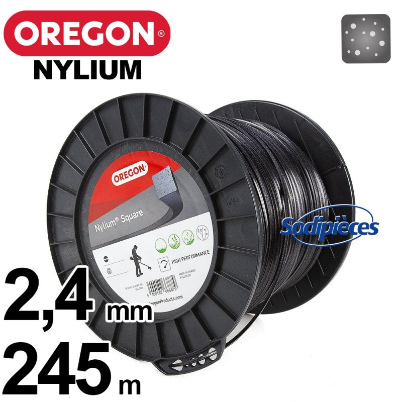 Fil Orégon Nylium carré. 2,4 mm x 245 m pour débroussailleuse