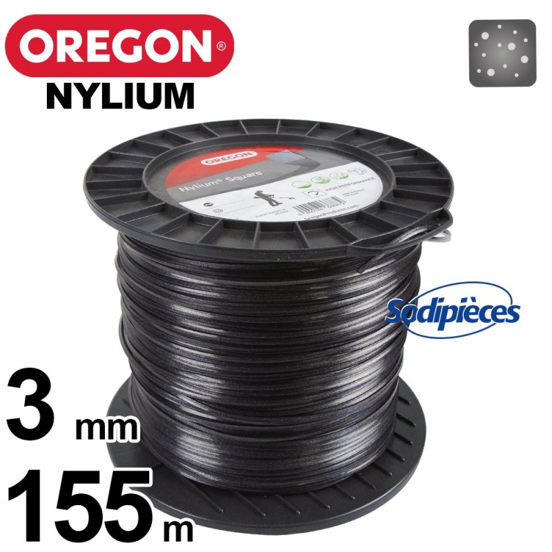 Fil Orégon Nylium carré. 3 mm x 155 m pour débroussailleuse