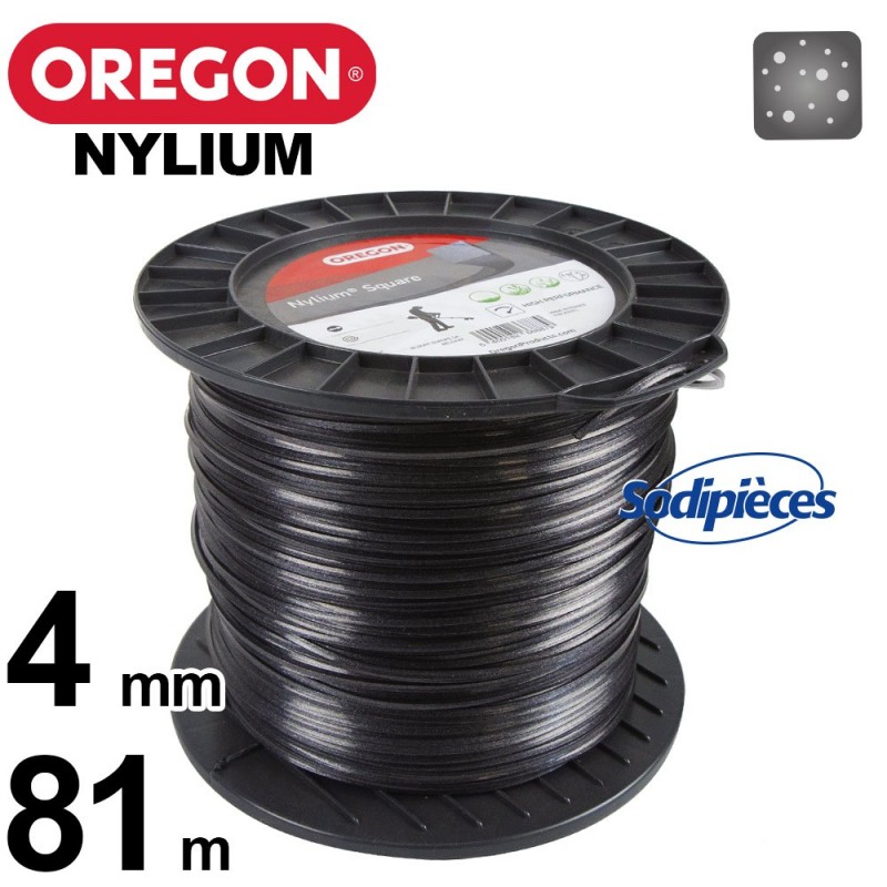 Fil Orégon Nylium carré. 4 mm x 81 m pour débroussailleuse