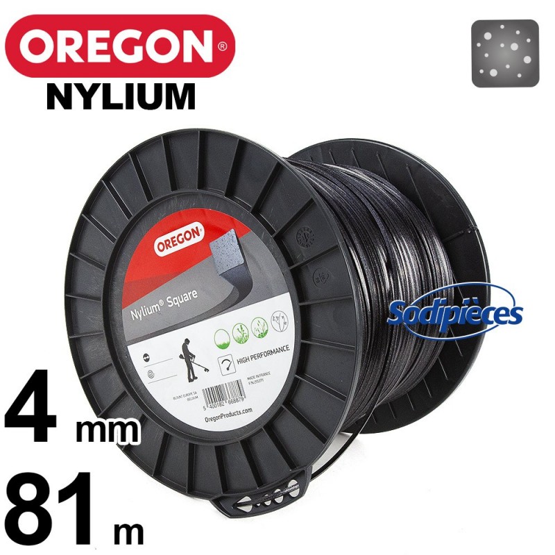 Fil Orégon Nylium carré. 4 mm x 81 m pour débroussailleuse