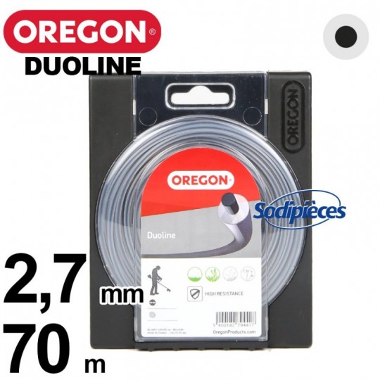 Fil Orégon Duoline rond. 2,7 mm x 70 m pour débroussailleuse