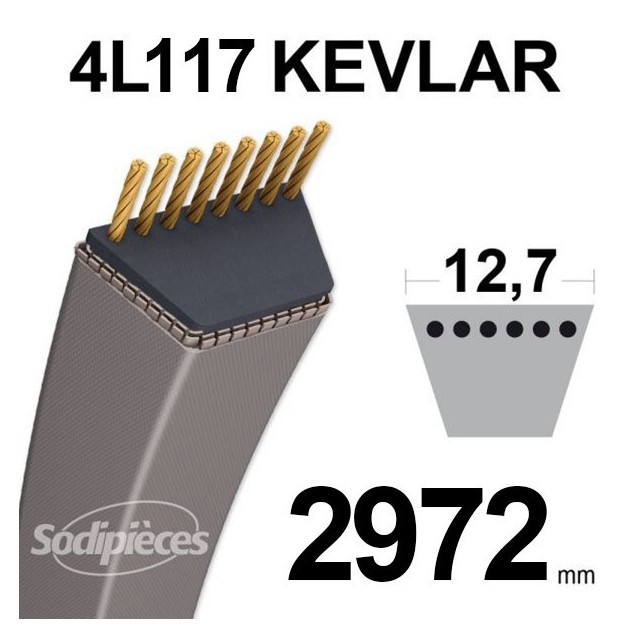 Courroie tondeuse 4L115 Kevlar Trapézoïdale. 12,7 mm x 2921 mm