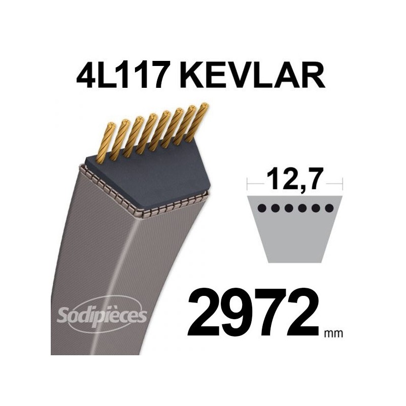 Courroie tondeuse 4L115 Kevlar Trapézoïdale. 12,7 mm x 2921 mm