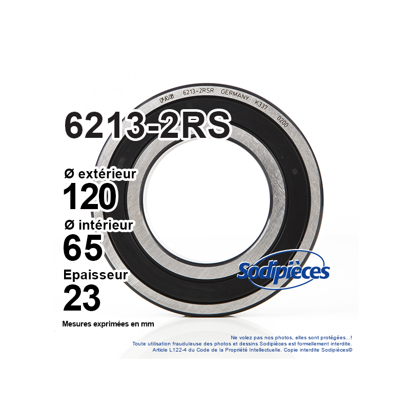 Roulement à billes 6213-2RS FAG. Double étanchéité