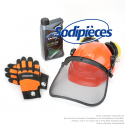 Kit : Casque complet + gants + huile de chaîne