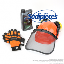 Kit : Casque complet + gants + huile de chaîne