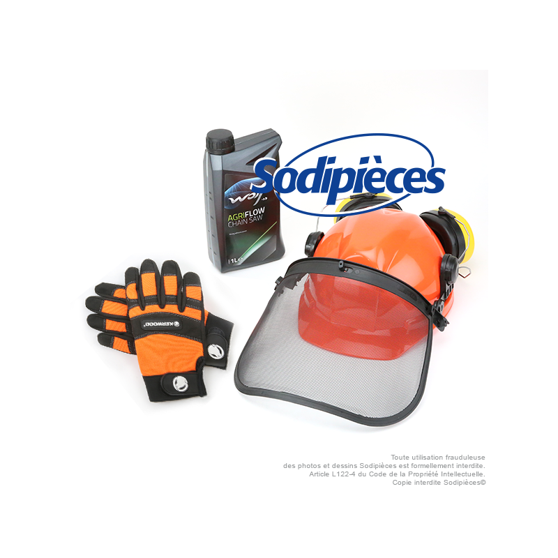 Kit : Casque complet + gants + huile de chaîne