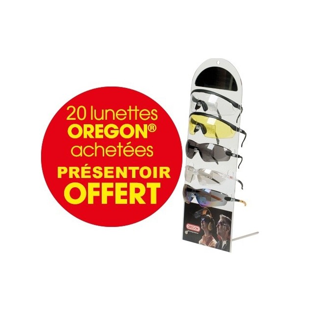 1 présentoir lunette Oregon offert pour 15 lunettes achetées.