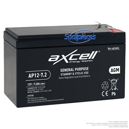 Batterie gel Axcell AP12-7.2 7,2 Ah