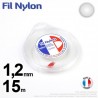 Fil débroussailleuse nylon Rond. 1,2 mm x 15 m. Coque. Blanc