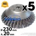 5 Brosses coniques Pro pour désherbage Ø 230 mm, Al 20 mm