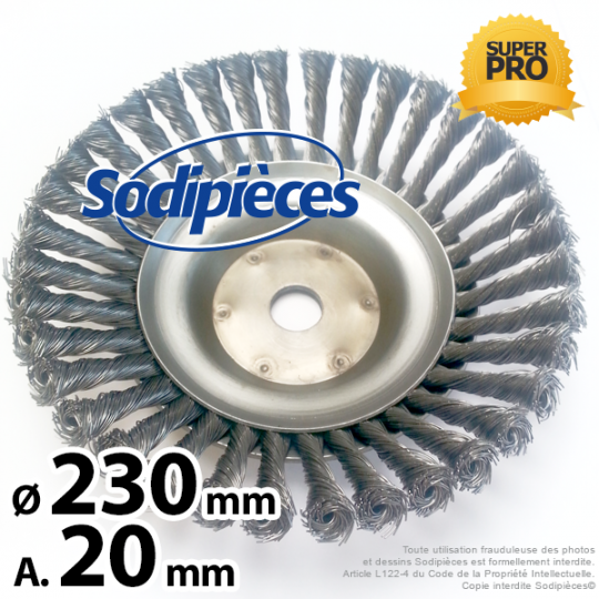 Brosse conique Pro pour désherbage Ø 230 mm, Al 20 mm