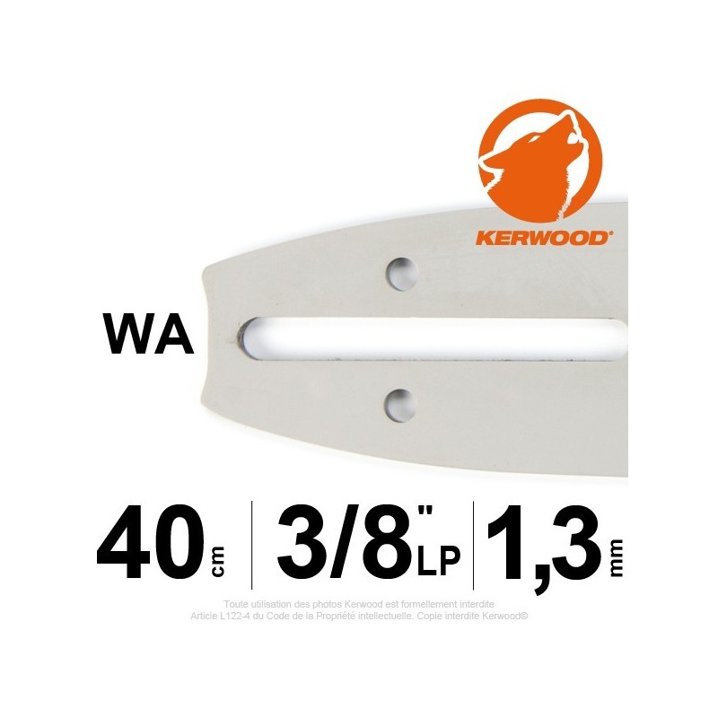Guide tronçonneuse Kerwood. 40 cm. 3/8"LP. 1,3 mm. 16B2KCWA