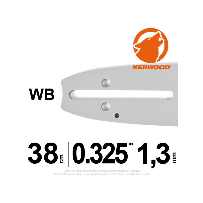 Guide Kerwood. 38 cm, 0,325". 1,3 mm. 15C2KSWB