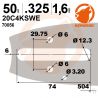 Guide tronçonneuse Kerwood. 50 cm, 0,325". 1,6 mm. 20C4KLWE