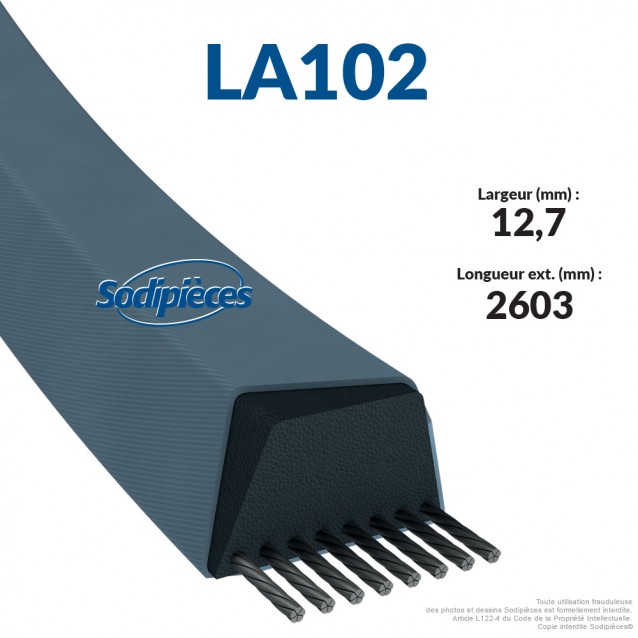 Courroie tondeuse LA102 Mitsuboshi. 12,7 mm x 2609 mm.