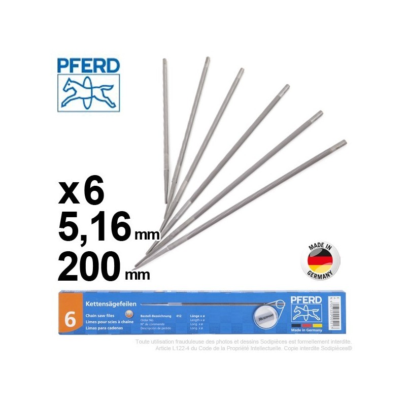Lime d'affûtage de chaînes Pferd Ø 5,16 mm x 200 mm